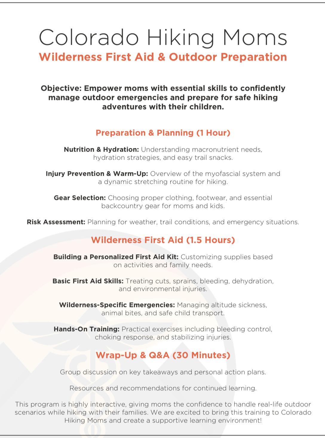 Wilderness First Aid Workshop with Trails for Healthy Living on July 19th in Fort Collins