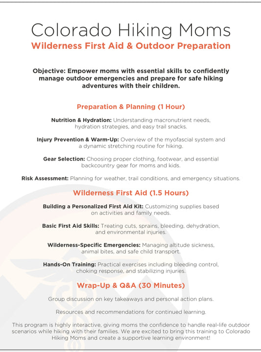 Wilderness First Aid Workshop with Trails for Healthy Living on July 19th in Fort Collins
